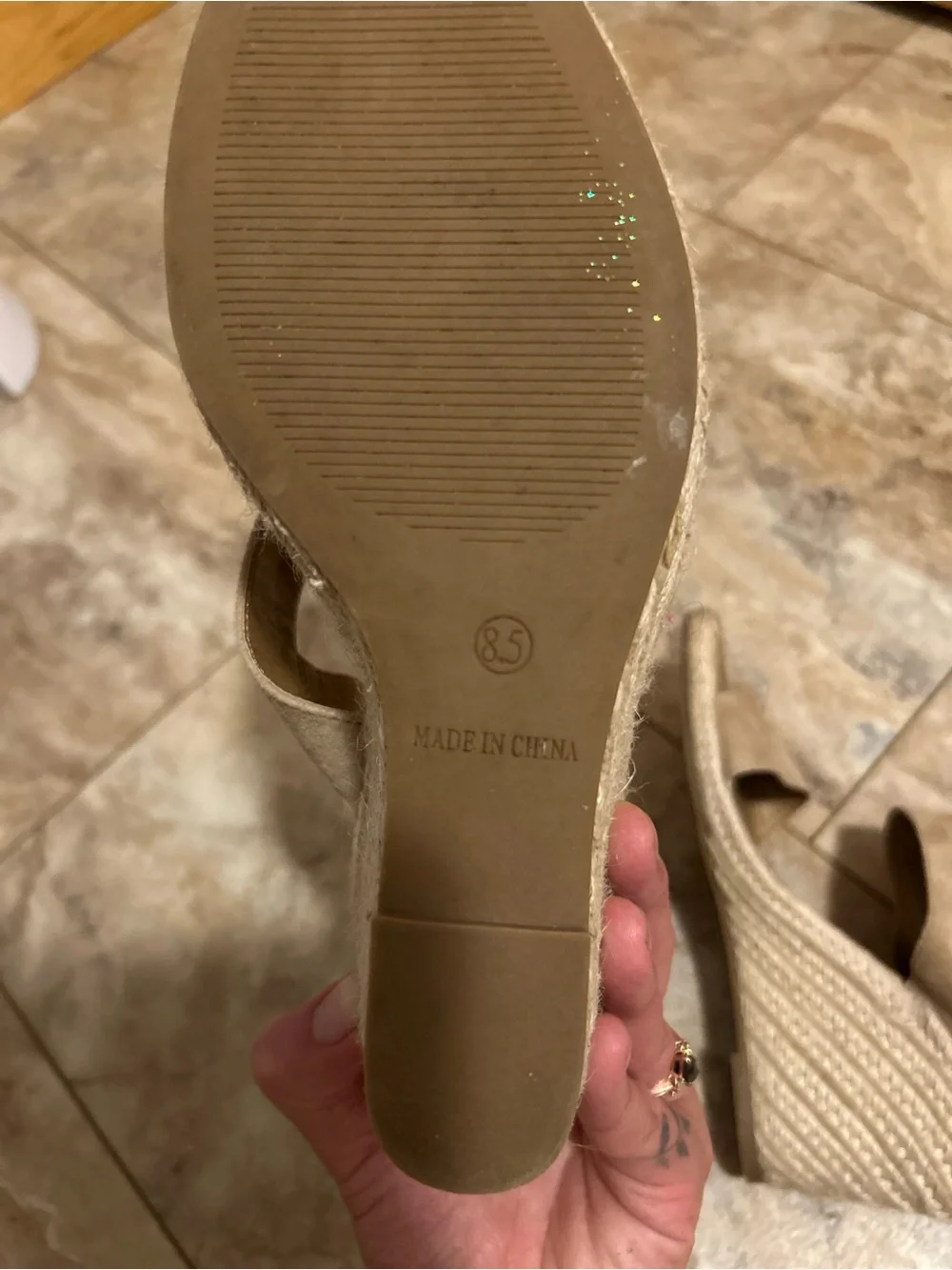 Steve Madden Beige/Tan Suede Espadrille Wedge Sandals